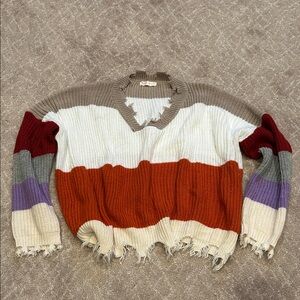 ROMWE Multicolor V-Neck Sweater